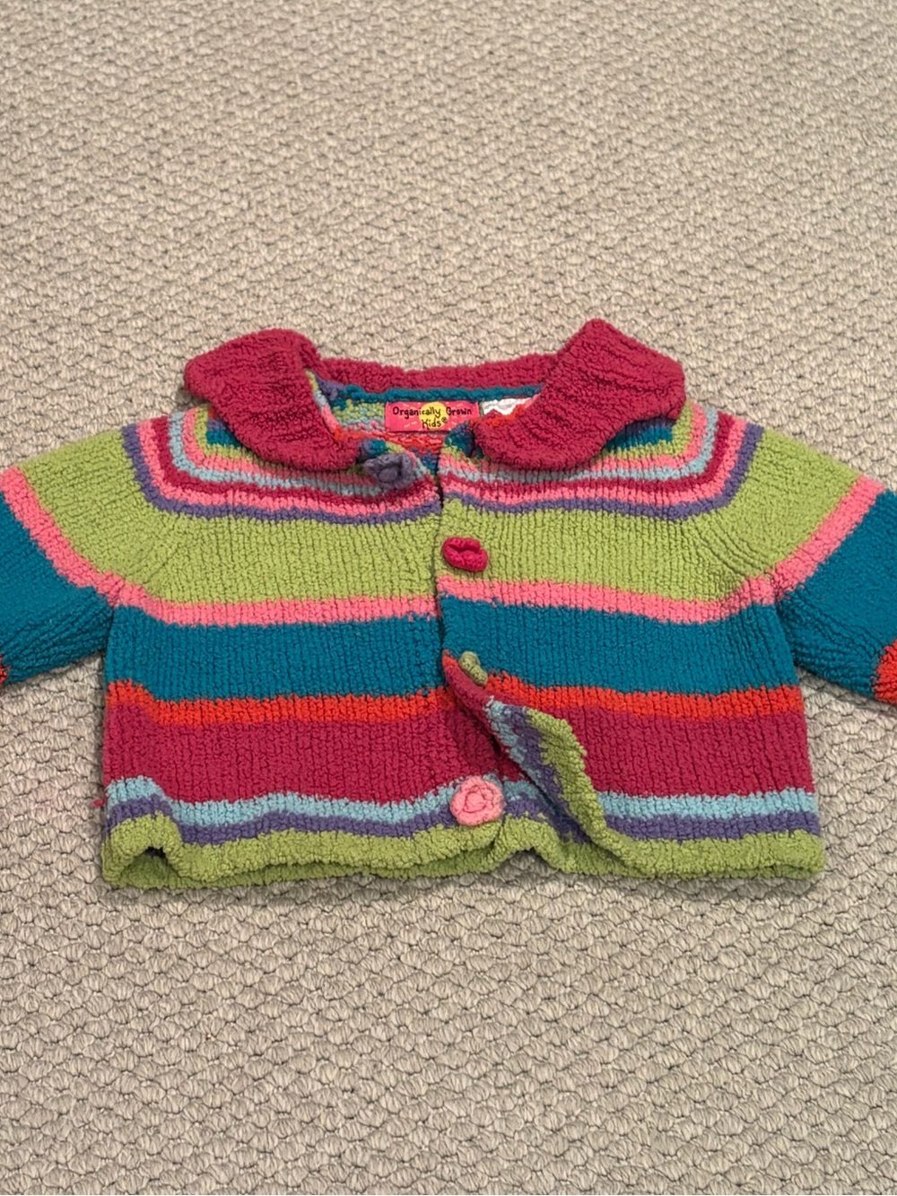 Vintage Groovy Girls Multicolor Striped Knit Cardigan - Bright Stripes